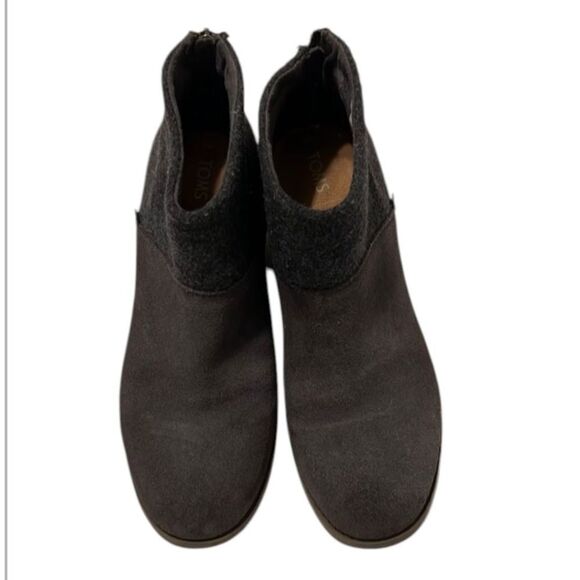 Toms size 8 grey suede and wool back zip ankle booties EUC - Picture 1 of 10